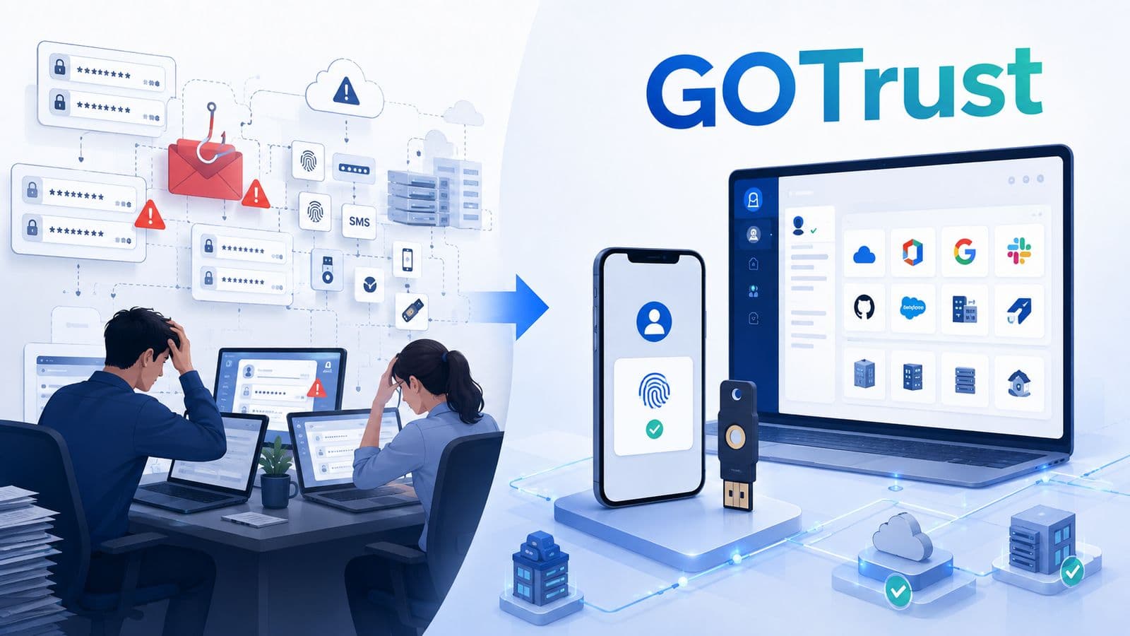 GoTrust 零信任無密碼身分驗證解決方案產品示意圖