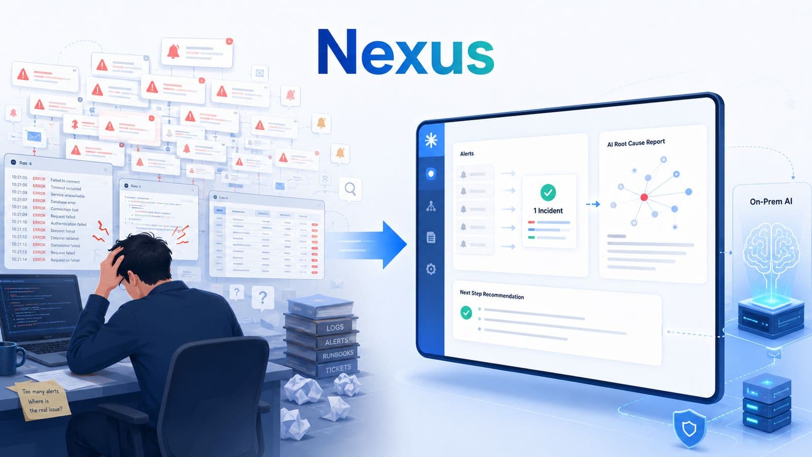 Nexus AI 驅動事件管理平台產品示意圖